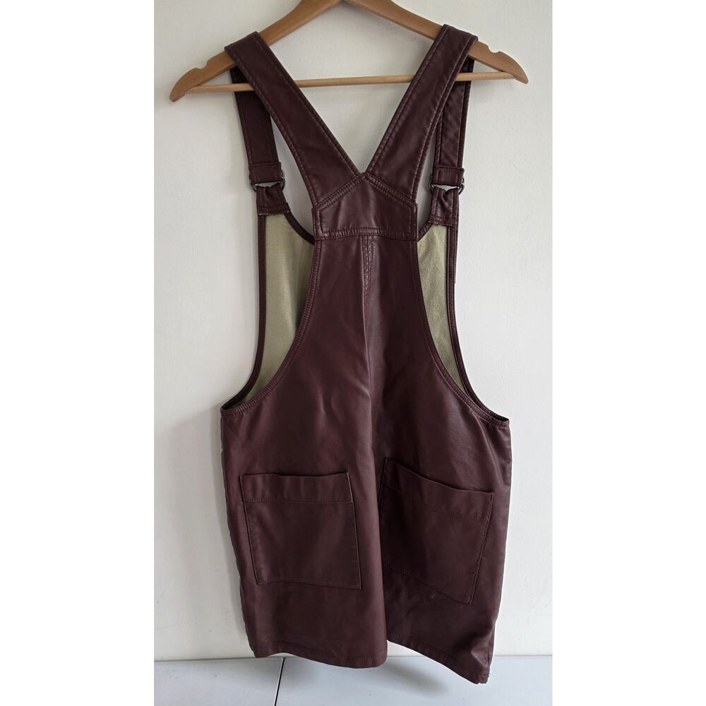 Free People Faux Leather Pinafore Bib Overall Jumper Brown Size Medium - Picture 5 of 8